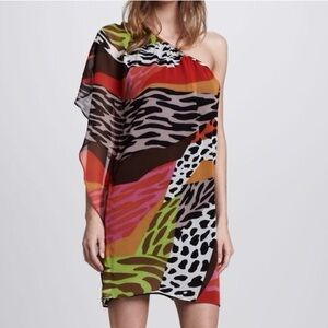 Trina Turk 100% Silk Multicolor Animal Print Dress